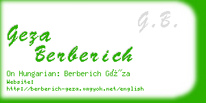 geza berberich business card